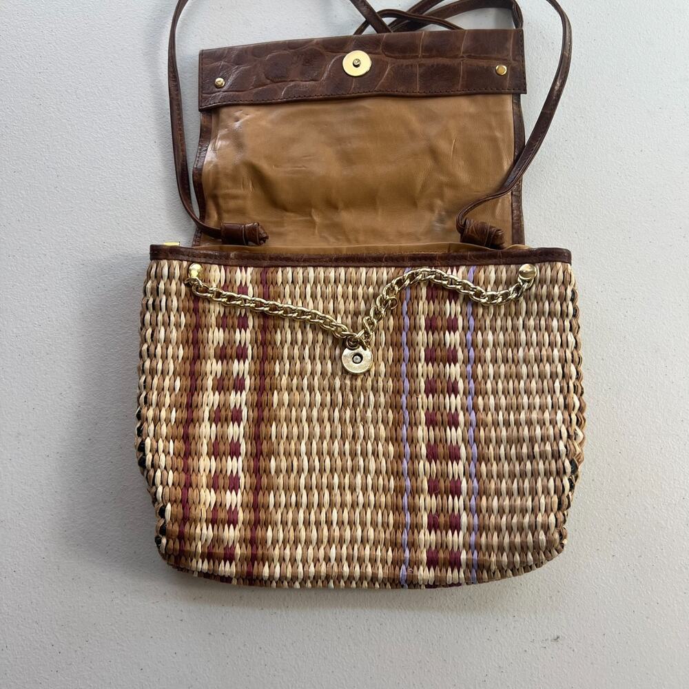 Paola Del Lungo Purse Handwoven Raffia Leather Top and Strap - Picture 6 of 12